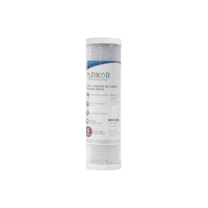 FILTRO CARTUCHO CARBON ACTIVADO EN BLOQUE 2.5" X 10" - 5 MICRAS