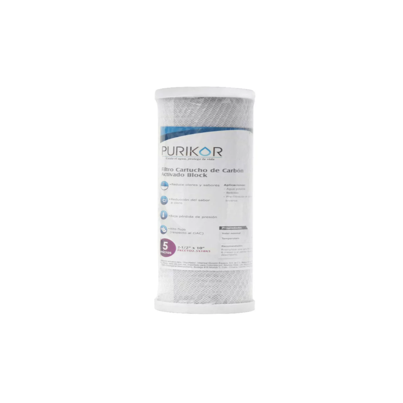 FILTRO CARTUCHO CARBON ACTIVADO EN BLOQUE 4.5" X 10" - 5 MICRAS